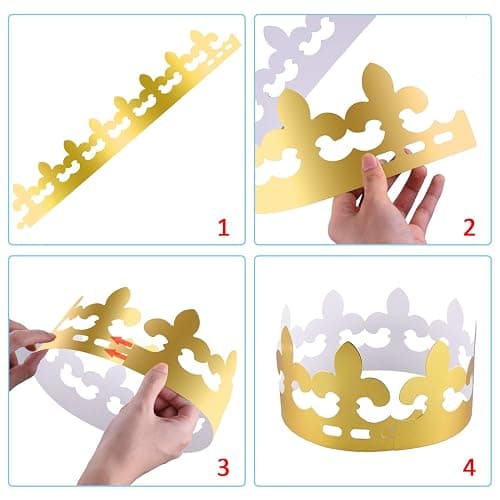 SIQUK 28 Pieces Paper Crowns Golden Party King Crown Paper Birthday Crown Hats Gold Crown for Adults thumbnail 5