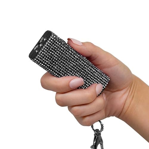 Guard Dog Security Mini Stun Gun Keychain Bling It On, Powerful Stun Gun for Women Self Defense with LED Flashlight, USB Rechargeable, Rhinestone and Compact Design - Image 1