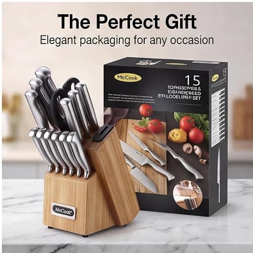 McCook® Knife Sets,German Stainless Steel Knife Block Sets with Built-in Sharpener thumbnail 9