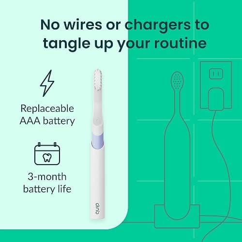 quip Sonic Toothbrush for Adults with Timer - Includes Extra Brush Head and Travel Cover Mount - Electric, Soft Bristle Refill Head, Plastic Handle, 3 Month Battery Life - Travel Toothbrush - Lavender thumbnail 4