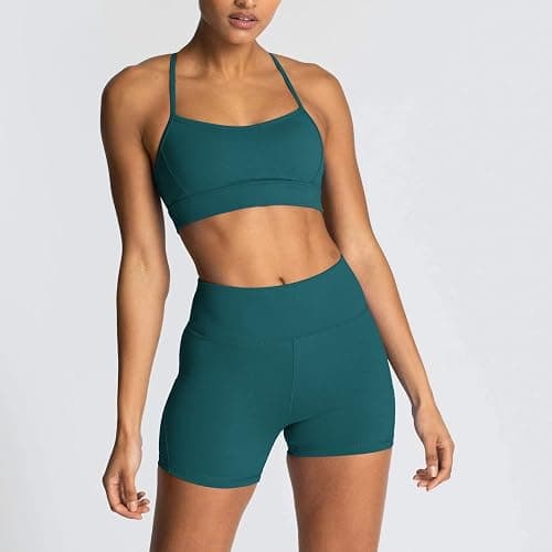 IMEKIS Women's Workout Sets 2 Piece Yoga Outfit High Waisted Biker Shorts Leggings Sports Bra Gym Fitness Clothes Tracksuit thumbnail 2