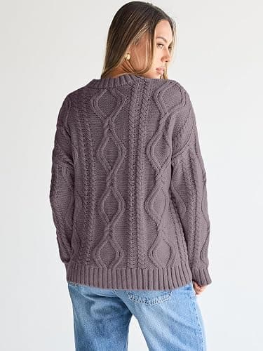 Trendy Queen Women's Oversized Cable Knit Crewneck Sweaters thumbnail 3