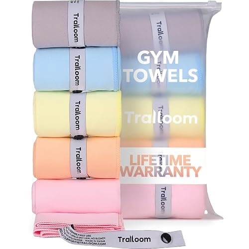 Trailoom Microfiber Workout Towels - Quick Dry, Highly Absorbing, Odor-Free, for Women & Men - Gym Sweat Sports Towel for Hot Yoga, Tennis, Running, Exercise, Working Out, Camping, Set of 5 Pastel - Image 1