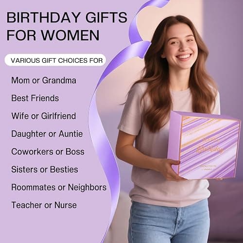 Purple Birthday Gifts for Women Friendship, Lavender Themed Gift Basket | Happy Birthday Gift Boxes for Women Teen Girls Female Her Mom Grandma Best Friend Sister Aunt, Purple Basket, Spa Sets thumbnail 7
