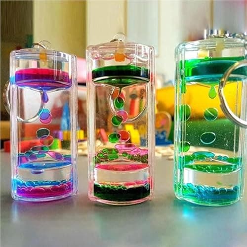 ZHjuju Liquid Motion Timer Keychain - (3-Pack) Sensory Toy for Stress Relief, Calming Fidget Keyrings for Kids & Adults, Autism Sensory Tool, Handbag & Car Decoration,3 Colors thumbnail 4