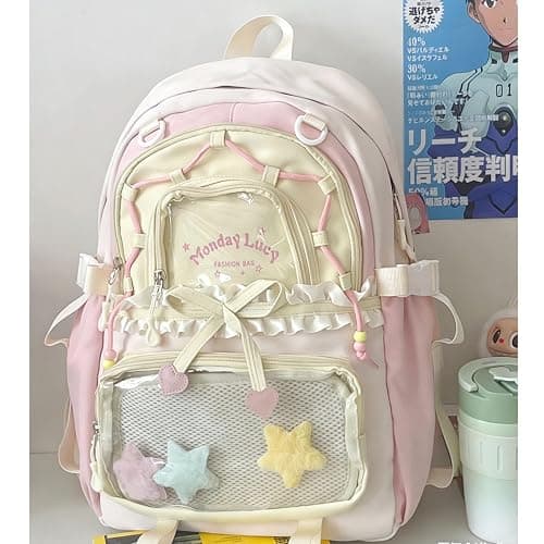 TIAASTAP Kawaii School Backpack Cute School Bag - Preppy Ita Backpack Aesthetic Japanese Schoolbag for Girls Kids Boys Teenage (Pink) thumbnail 4