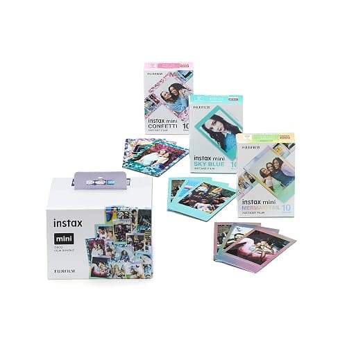 instax Limited edition 3 pack Deco mini film Bundle, Confetti, SKY Blue, Mermaid Borders, pack contains 3 x 10 shot film catridges thumbnail 8