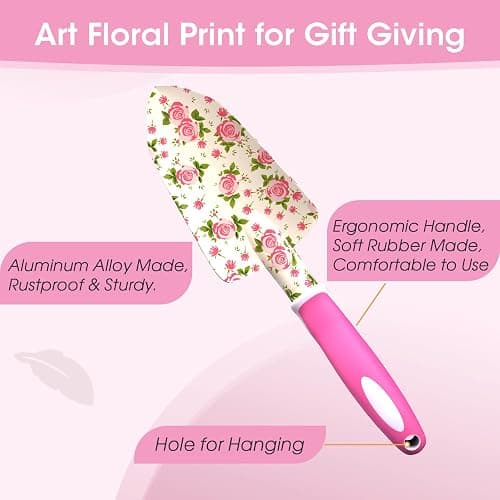 MYMULIKE Gardening Tools for Women, 26 Pieces Garden Tools Set, Gardening Gift Set with Storage Bag, Gloves,Gardening Supplies- Butterfly Decors and Colorful Planting Tags Included thumbnail 4