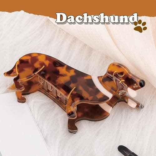 Hapdoo Dachshund Gifts for Women, Acetate Animal Dachshund Dog Hair Clips for Puppy Lovers Gifts, Cute Pet Hair Accessories Stocking Stuffers for Christmas, Birthday thumbnail 6