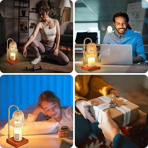GODONLIF Candle Warmer Lamp, Dimmable Candle Lamp Warmer, Adjustable Height, Timer, Bedroom Living Room Home Decor Wax Melt Warmer for Scented Wax with 2 Bulbs, Gold - Gold thumbnail 5