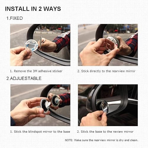 BEEWAY Blind Spot Mirrors, Round Frameless 360° Rotate Sway Adjustable HD Glass Convex Mirror Maximize RearView Universal for Car SUV Trucks Traffic Safety - Pack 2 thumbnail 4