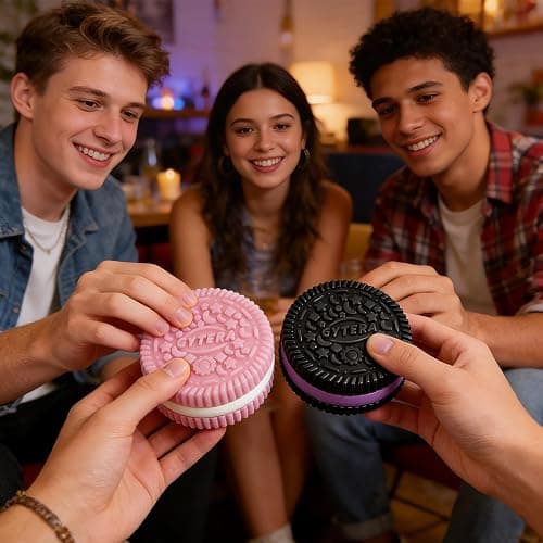 Gytera Sticky Cookie Squishies Fidget Toys Adults, Squeeze Toys Fidget Toys for Autism, Stress Balls for Adults Fidgets Birthday Easter Basket Stuffers(2 Pack Pink Black) thumbnail 2
