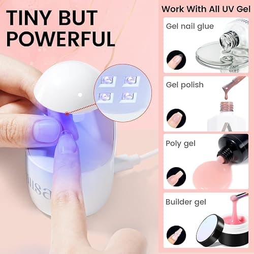 AILLSA Nail Extension Kit Short Almond Nail Tips 240pcs for Starters | 2 In 1 Nail Glue Base Coat and Nail Dehydrator, Nail Extension Kit with Nail Lamp Top Coat for Starters thumbnail 8