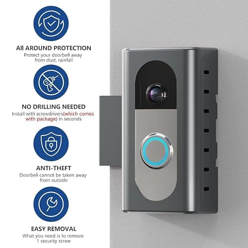KIMILAR Anti-Theft Video Doorbell Mount Compatible with Most Wireless Video Doorbell, Adjustable Mounting Bracket Accessories for Houses, Apartments, Businesses thumbnail 4
