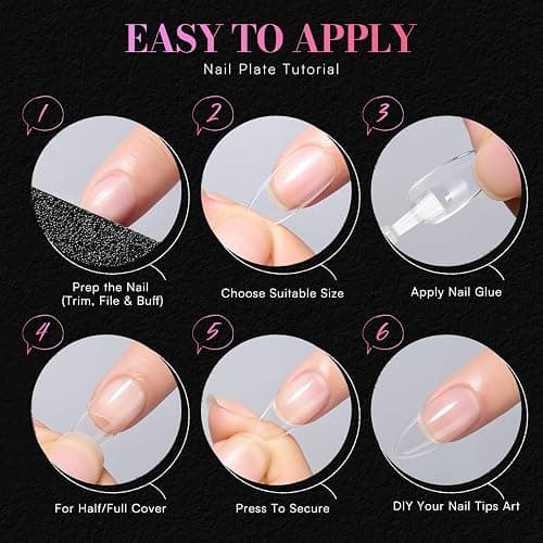 Makartt Short Almond Nail Tips: 504PCS Pre Etched Clear False Nails Tips Almond Shapes, 15 Sizes Full Cover Half Matte Soft Acrylic Press On Nail Extensions Supplies Salon and DIY at Home thumbnail 8