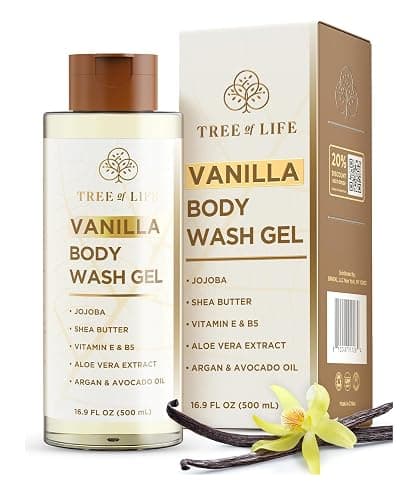 Tree of Life Vanilla Body Wash Gel - Moisturizing Shower Gel with Jojoba Oil and Shea Butter Hydrating Body Wash for Sensitive Skin and All Skin Types, 16.9 fl oz - Image 1