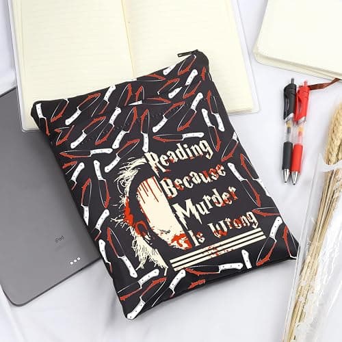 CMNIM Horror Movie Merchandise Gifts Reading Because Murder is Wrong Book Sleeve Killer Fans Horror Book Cover Protector thumbnail 4