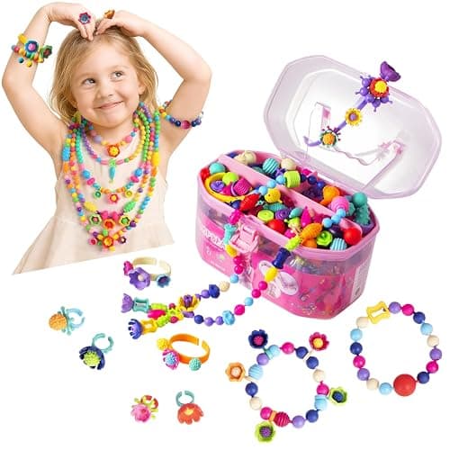 BIRANCO. Pop Beads, Jewelry Making Kit - Arts and Crafts for Girls 3-7 Years Old, Snap Beads Toys - Necklace, Bracelet, Ring Creative DIY Set - 520 pcs - Image 1