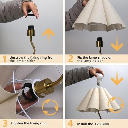 KUNJOULAM Small Table Lamp, Bedside Nightstand Lamp with Umbrella Form Fabric Lampshade, Morden Mini Desk Lamp for Bedroom Home Office Decor thumbnail 4