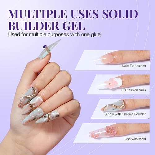 Morovan Solid Builder Nail Gel: 60g Large Capacity Nail Builder Gel for 3D Sculpting Non-Sticky Hard Gels for Nails Extension Carving Soak Off UV LED Salon Home DlY thumbnail 3