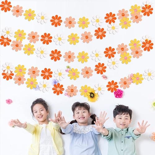 Daisy Groovy Boho Party Banner - Colorful Daisy Flower Banner for Hippie Party, Two Groovy Birthday, Baby Shower, Home & Classroom Decorations thumbnail 3
