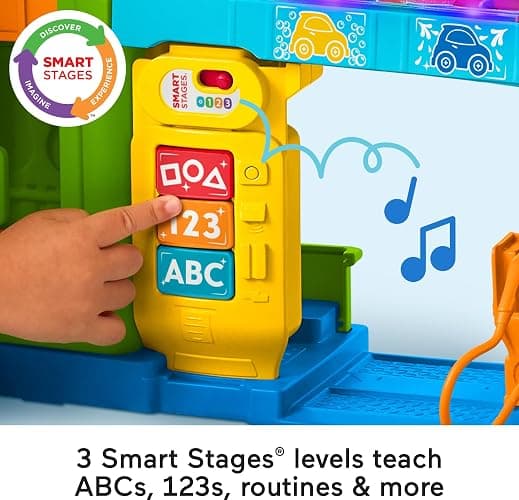 Fisher-Price Little People Toddler Toy Light-Up Learning Garage Playset with Smart Stages, Car & Ramp for Pretend Play Kids Ages 1+ Years thumbnail 3