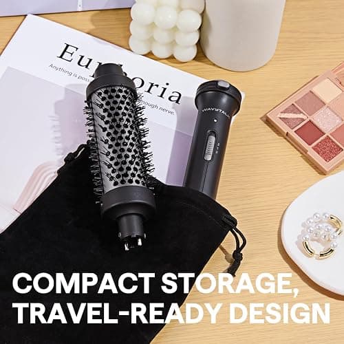 Wavytalk Thermal Brush, 1 1/2 inch Heated Round Brush with Detachable Head, Velvet Pouch and Dual Voltage for Travel, Easy to Create Blowout Look, Classic Black thumbnail 7