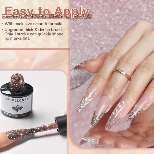 Modelones Nail Polish Remover, Acetone Nail Polish Remover and Glitter Sparkle Reflective Gel Rose Soak Off 8 Fl Oz for Nail Art Design LED Manicure Salon DIY at Home 1 PCS, Rose thumbnail 8