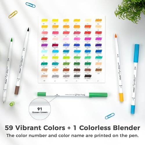 Ohuhu Marqueurs à l'Eau - Paper-Friendly, 60 Feutres à Double Pointe Pinceau/Fine - Pour Coloriage Adulte - Sans Odeur, Marqueurs Artistiques pour Coloriage Journal Croquis Calligraphie thumbnail 4