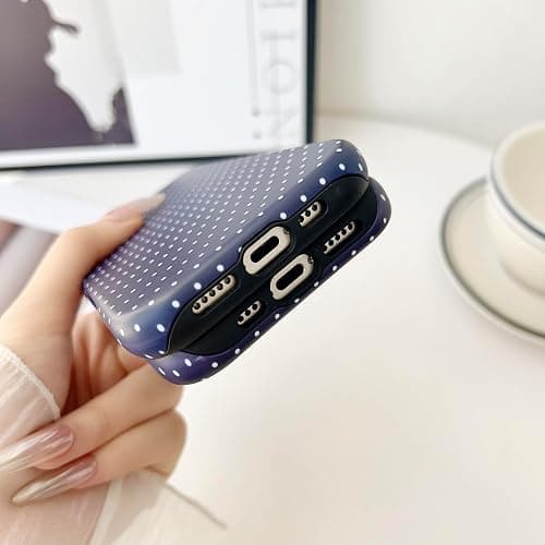 ZOEVEES Magnetic Case for iPhone 13, Compatible with MagSafe, Aesthetic Polka Dot Cute Design for Women, Hybrid 2-Layer Hard Shell Phone Cover, Blue thumbnail 5