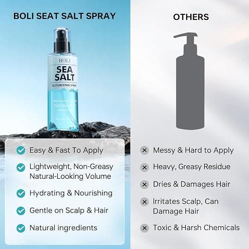 BOLI Sea Salt Spray for Men & Women, Adds Instant Volume, Light Hold, Texture, Thickening Curly Fine Hair Texturizing Water (8.12 FL.OZ) thumbnail 4