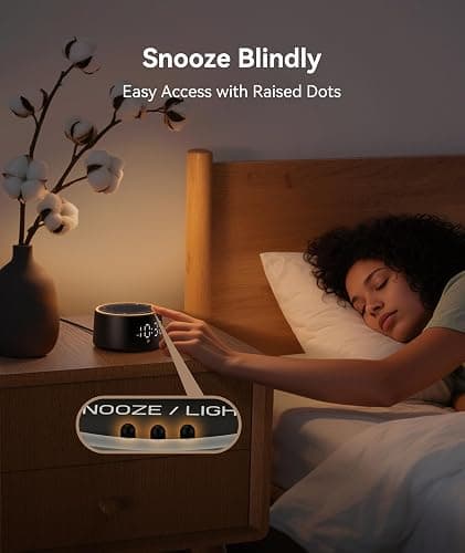 Dreamegg Sound Machine for Sleep - D1 Nova White Noise Sound Machine for Baby Adult with Alarm Clock, Soothing Sounds, Dimmable, White Noise Alarm Clocks for Bedrooms Heavy Sleepers Travel, Black thumbnail 8
