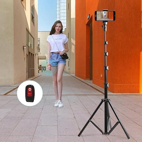 Portable Camera Mount Tripod Stand 62", Adjustable Phone Selfie Stick Stand for Cell Phone & Camera, Remote Control,Turdy & Stable Height,Selfie Stick Tripod for Video Recording thumbnail 3