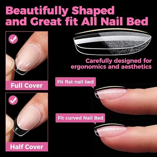 UNA GELLA Gel Nail Tips Square & Squoval, 504pcs Short Squoval Nail Tips | Pre Etched Soft Gel Clear Fake Nails Full Cover For Nails Extension Home DIY Salon 12 Sizes thumbnail 4