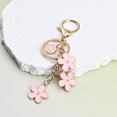 OUMILAN Initial Keychain Cute Flower Charms Keyring for Handbag Backpack–Personalized A-Z Letter Jewelry Gift for Women Girls thumbnail 4