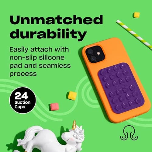OCTOBUDDY Classic - Silicone Suction Phone Case Adhesive Mount - Hands-Free, Strong Grip Holder for Selfies & Videos - iPhone & Android Compatible - 2.25″ x 3.25″, Wisteria thumbnail 4