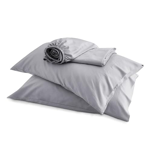 Bedsure Queen Sheet Set, Rayon Derived from Bamboo, Cooling Sheets, Deep Pocket Up to 16", PureWoven, Breathable & Soft, Hotel Luxury Silky Bedding for Hot Sleepers, Silver Grey thumbnail 7