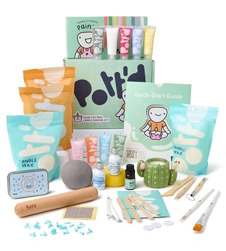 Pott’d Home Pottery Candle Making Kit, DIY Candle Making Kit for Adults. Make Your Own Candles with Air-Dry Clay, Wax, Wicks, Tools, Fragrance Oil & Easy-to-Follow Guide - Image 1