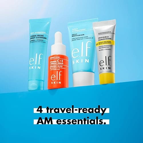 e.l.f. SKIN Wake the e.l.f. Up Skincare Kit, Travel-Size Hydrating Face Cleanser, Sunscreen, Moisturizer & Brightening Serum, Vegan & Cruelty-Free thumbnail 2