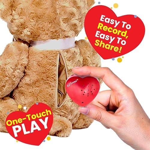 EZSound Voice Recorder for Stuffed Animal | 2 Pack - 30 Seconds Push Button Sound Recorder | Create Heartbeat Bear for Newborn | Personal Voice Message Recordable Sound Module for Toys (Red) thumbnail 3