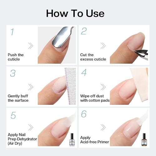 Morovan Professional Natural Nail Prep Dehydrate and Acid-Free Primer, Dehydrator for Acrylic and Gel Nail Polish, Non Acid Primer for UV Gels Fast Dry Superior Bonding Agent Gift Box Set thumbnail 7