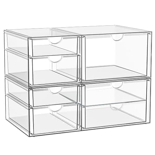 YFXCVSL Clear Stackable Storage Drawers, Acrylic Makeup Organizer with 7 Drawers, Bathroom Organizers and Storage, Plastic Bins for For Vanity, Undersink, Kitchen Cabinets, Pantry - Image 1