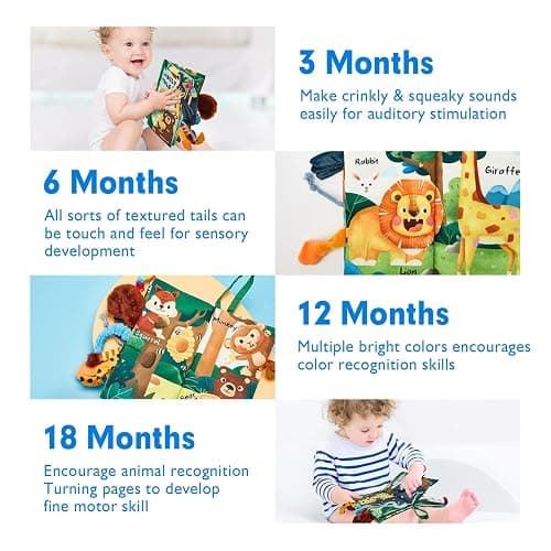hahaland Baby Books 0-6 Months,Infant Tummy Time Toy Sensory Toys 6 to 12 Months Touch Feel Book Travel Toy Gifts for Boy Girl 0-3 Month Baby Shower Christmas Birthday Gifts Stocking Stuffers (Single) thumbnail 5