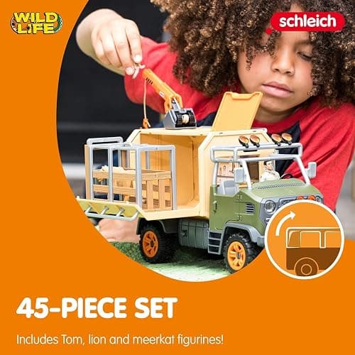 Schleich Wild Life - 45 PC Animal Rescue Toy Truck Playset - With Ranger Tom Action Figure, Lion and Meerkat Figures - Screen-Free Safari Adventure Play Set - Wild Animal Toys for Kids Ages 3+ | 42475 thumbnail 5
