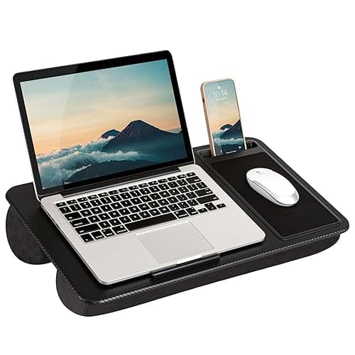 LAPGEAR Home Office Lap Desk with Device Ledge, Mouse Pad, and Phone Holder - Black Carbon - Fits up to 15.6 Inch Laptops - Style No. 91588 - Black Carbon - Home Office - Image 1