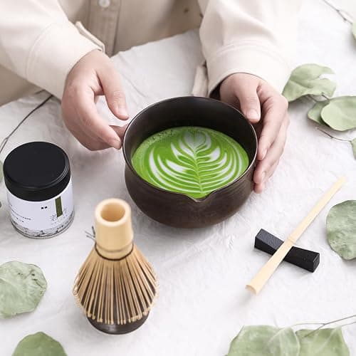 Ochcahser Matcha Set, Japanese Tea Set Includes Matcha Bowl with Spout, Matcha Whisk Holder (chasen), Bamboo Matcha Whisk and Bamboo Scoop, Ceramic Matcha Kit for Tea Lovers thumbnail 2