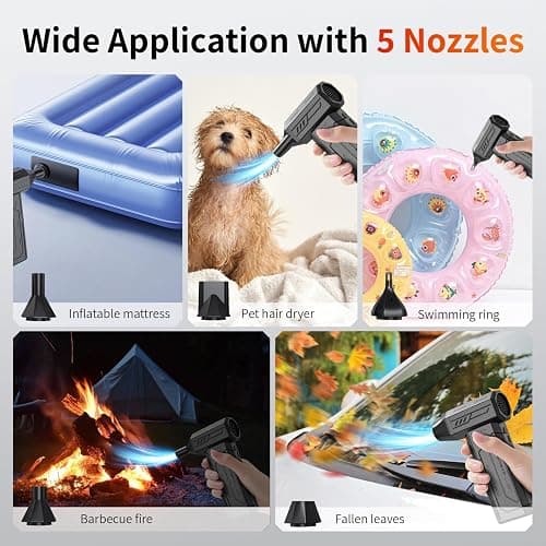 Compressed Air Duster,130000RPM Super Power Cordless Air Duster,Rechargeable Brushless Blower,3 Gear Adjustable Blower with LED Light,Dust Remover for Computer/House/Outdoor/Car thumbnail 5