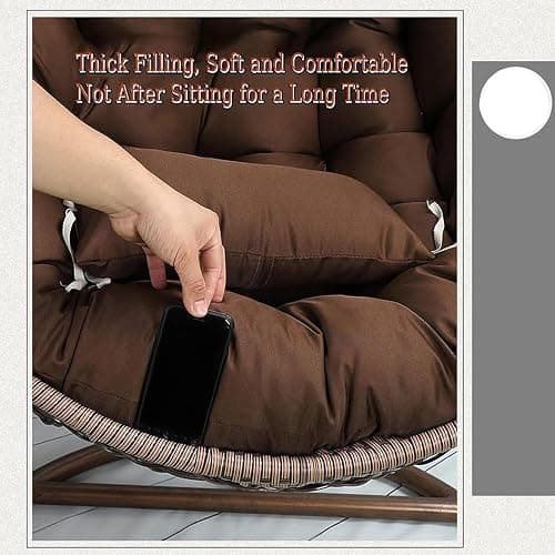 Large Round Papasan Chair Cushion, Thick Outdoor Rocking Chair Cushion, Rattan Hanging Basket Cushion, Egg Nest Replacement Pad (Color : Black, Size : 70 * 70cm) thumbnail 5