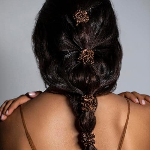 slip Silk Skinny Scrunchies - Dark Brown | Set of 4 Skinny Scrunchies | 100% Mulberry Silk, Anti-Crease, Gentle on Hair, Reduces Breakage | Stylish & Durable, Ideal for All Hair Types thumbnail 5