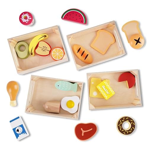 Food Groups - Wooden Play Food Sets, Pretend Play Kitchen Toys, Toy Food Accessories for Toddlers 1-3, Wood Play Fake Food for 1 2 3 Year Old Boys Girls Birthday Gift thumbnail 4